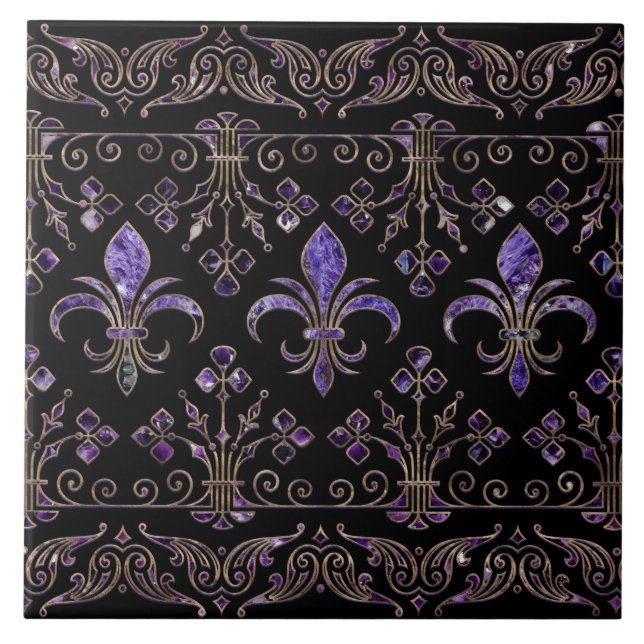 Carreau Fleur de lis ornement Améthyste violet (Devant)