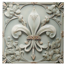 Fleur de Lis Vintage Mint Faux