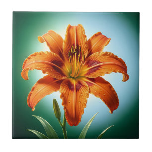 Carreau Fleur de lys orange vibrant en fleurs