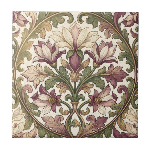Carreau Fleur de style victorien ornée de couleur pourpre