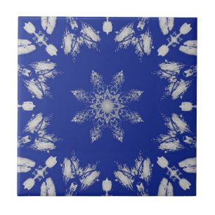 Carreau Fleur d'étoile d'argent bleu brillant