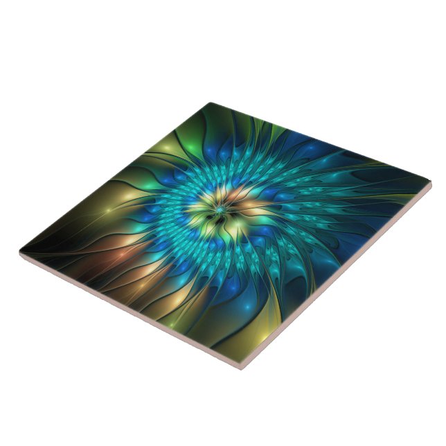 Carreau Fleur d'Imaginaire lumineux, Fractale Abstraite co (Côté)