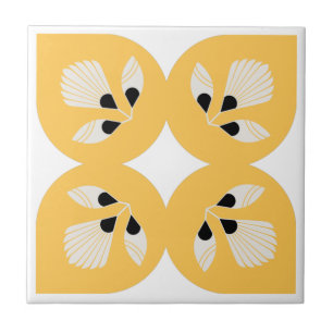 Carreau Fleur ethnique orange jaune et noir