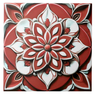 Carreau Fleur florale Gras Rouge et Blanc