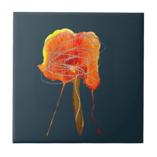 Carreau Fleur florale gribouillante Abstraite art moderne