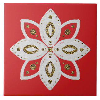 Carreau fleur folklorique 1 lite rouge et blanc