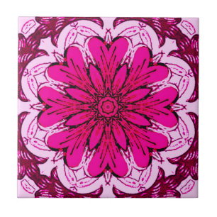 Carreau Fleur géométrique Motif en Bourgogne et rose