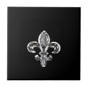 Carreau Fleur noir en cristal de lis