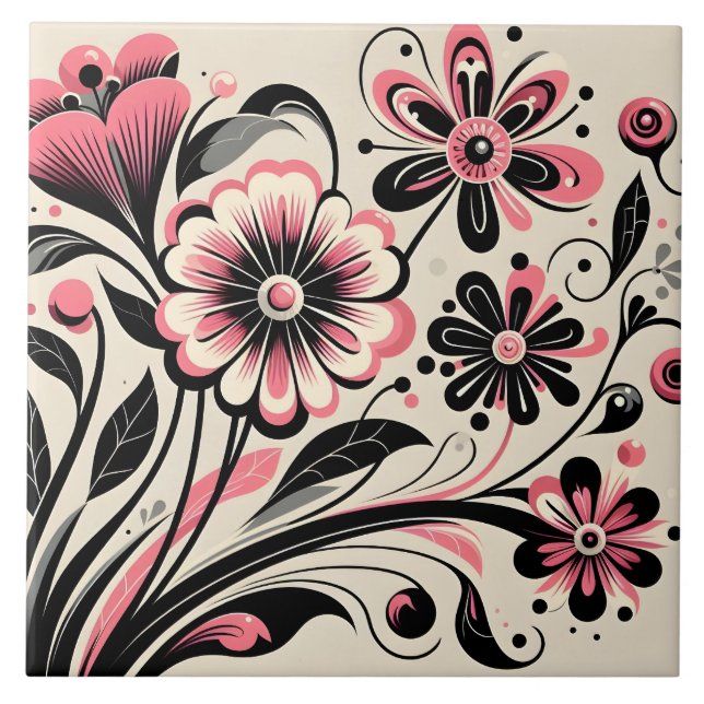 Carreau Fleur pop couleur rose mignonne (Devant)