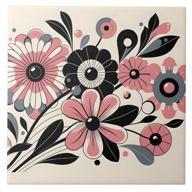 Carreau Fleur pop couleur rose mignonne (Devant)