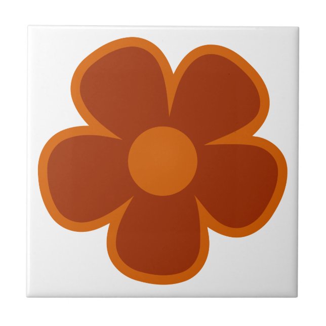 Carreau Fleur Rétro Amusante et Funky des Années 60 70 (Devant)