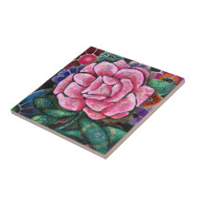 Fleur rose botanique Art nouveau fantaisiste