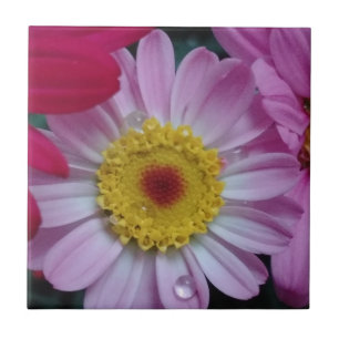 Carreau Fleur rose et jaune
