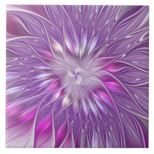 Carreau Fleur Rose Violet Passion Abstrait Art Fractal