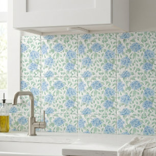 Carreau Fleur sauvage aquarelle bleu vert