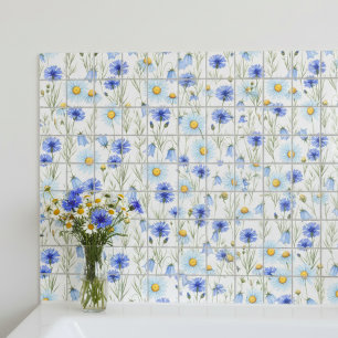 Carreau Fleur sauvage aquarelle bleue
