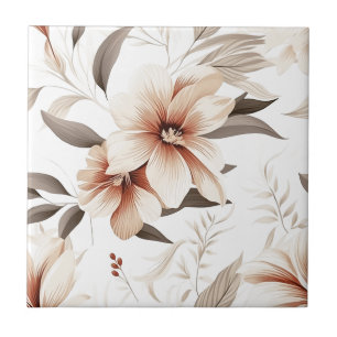 Carreau Fleur sauvage aquarelle rose marron