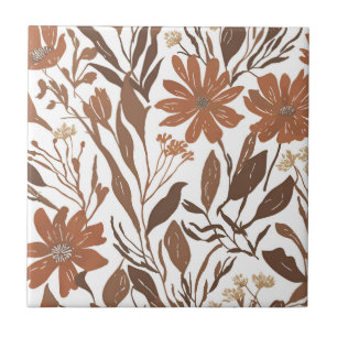 Carreau Fleur sauvage en terre cuite Russe Boho Accent mur