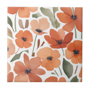 Carreau Fleur sauvage en terre cuite Russe Boho Accent mur