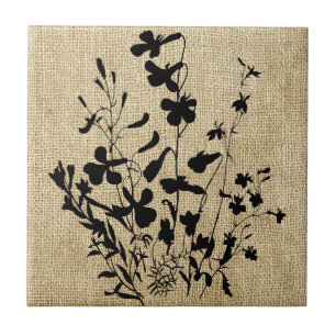 Carreau Fleur sauvage Silhouette Burlap