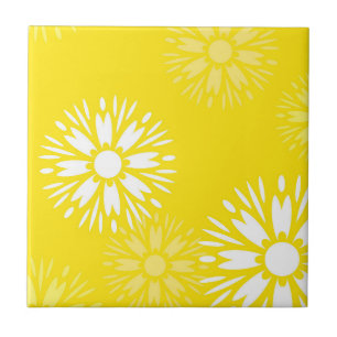 Carreau Fleur super Jaune Fleur Retro Floral