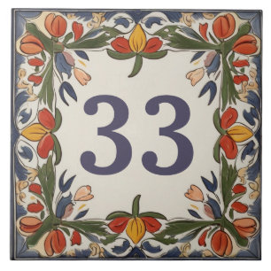 Carreau Fleur Vintage Custom House Numéro Plaque