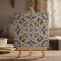 Fleur Vintage en Brown Beige Sarcelle Violet
