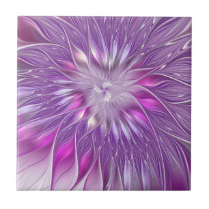 Carreau Fleur violette rose Passion Abstrait Art fractal