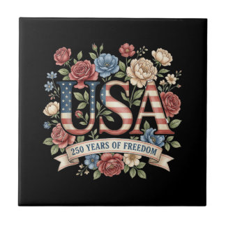 Carreau Fleurs 250 Ans Anniversaire Amérique USA 250ème Bi