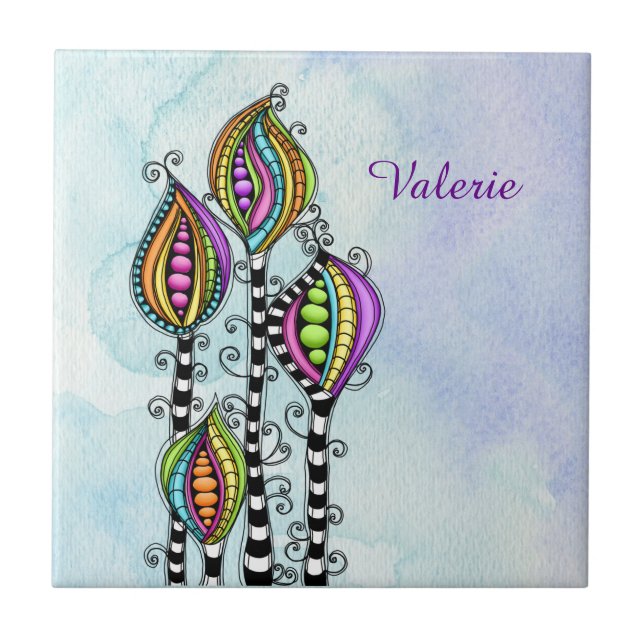 Carreau Fleurs Abstraites lunaires (Devant)