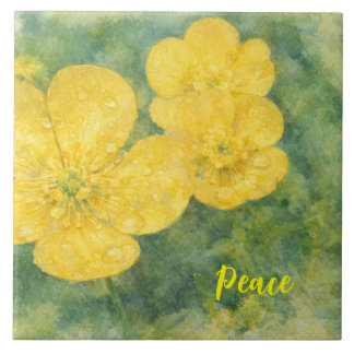 Carreau Fleurs aquarelles jaunes