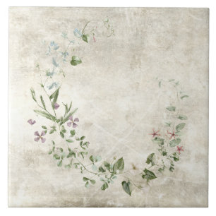 Carreau Fleurs aquarelles rustiques