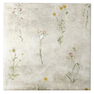 Carreau Fleurs aquarelles rustiques