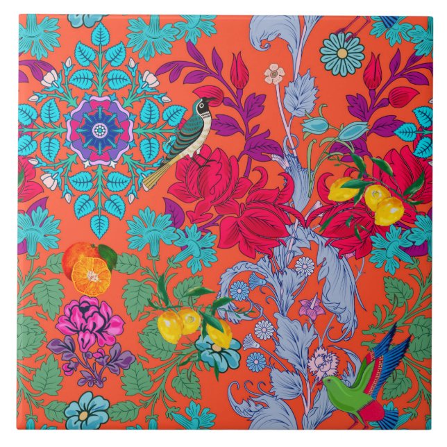 Carreau Fleurs, Art nouveau, style William Morris (Devant)