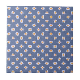Carreau Fleurs blanches mignonnes sur Motif bleu