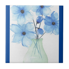 Carreau Fleurs bleues dans un vase Cartes de notes