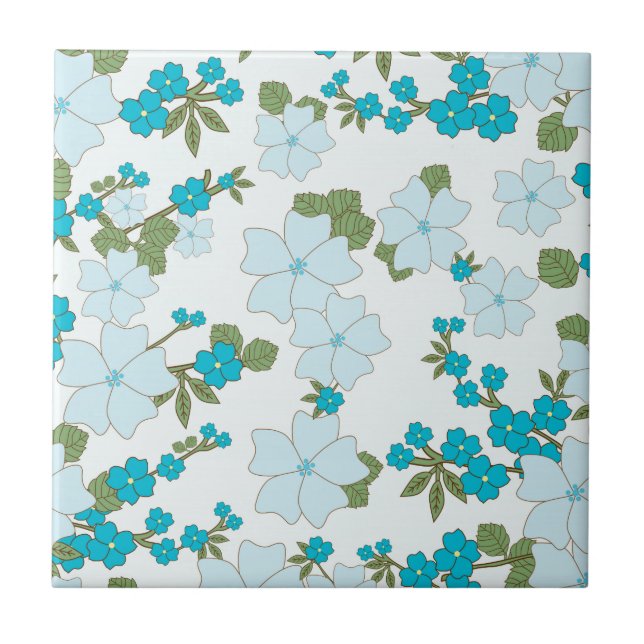 Carreau Fleurs Bleues, Motif Floral, Motif De Fleurs (Devant)