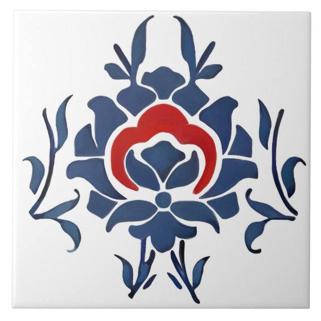 Carreau Fleurs bleues, tuiles turques, iznik, (Devant)