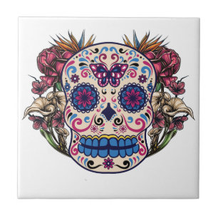 Carreau Fleurs colorées multi de roses de rose de crâne 