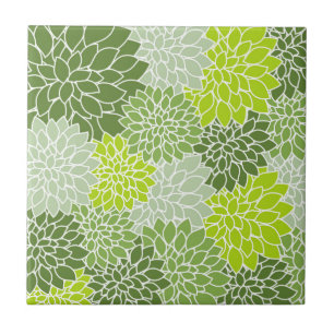Carreau Fleurs Dahlia, Motif De Fleurs, Dahlia Verte