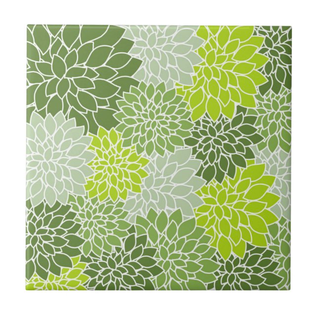 Carreau Fleurs Dahlia, Motif De Fleurs, Dahlia Verte (Devant)