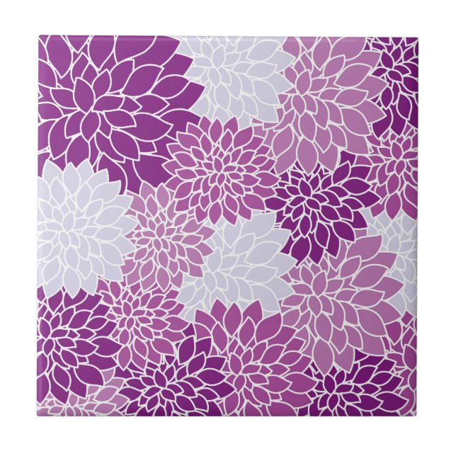 Carreau Fleurs Dahlia, Motif De Fleurs, Dahlia Violet (Devant)