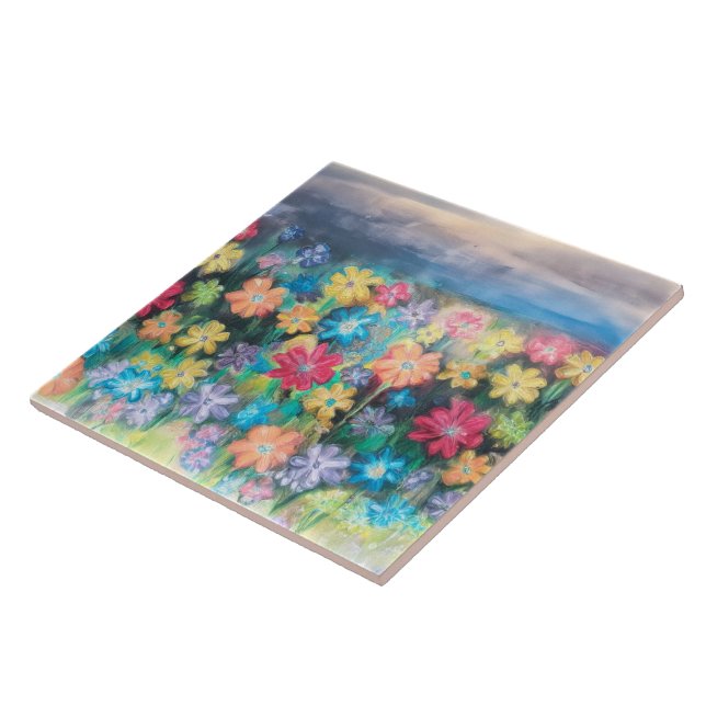 Carreau Fleurs dans Carrelage Pastels - Couleurs originale (Côté)