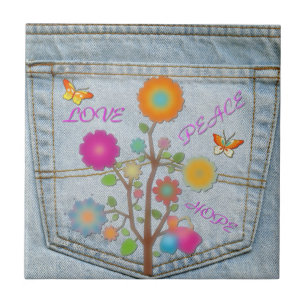 Carreau Fleurs dans la poche arrière en denim Carrelage Pa