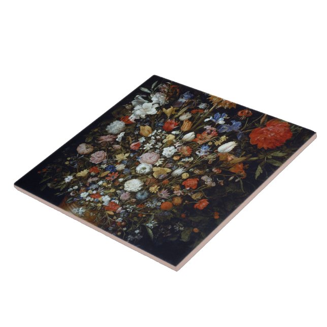 Carreau Fleurs dans un bateau en bois Jan Brueghel l'aîné (Côté)
