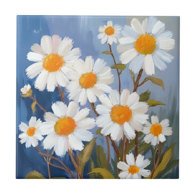 Carreau Fleurs d'aquarelle peintes en marmites blanches (Devant)