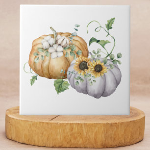 Carreau Fleurs de citrouille de tournesol et de coton d'au