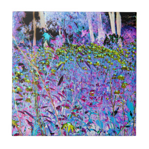 Carreau Fleurs de jardin chartreuse et aqua impressionnist