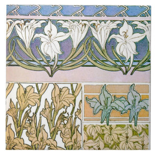 Carreau Fleurs de Lily au style Art nouveau, Mucha