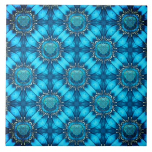 Carreau Fleurs de métal bleu Turquoise avec Motif Gems
